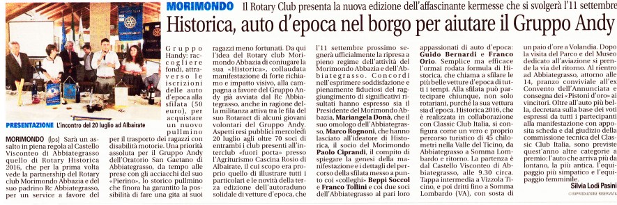 articolo 3° Rotary Historica su SETTEGIORNI